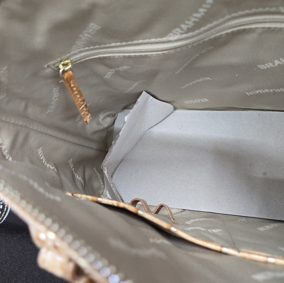 NWT Brahmin honey brown Melbourne, Crocodile-Embossed Duxbury Satchel Bag - Picture 3 of 13